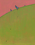 馬渡裕子の油彩画作品「鳩と豆」